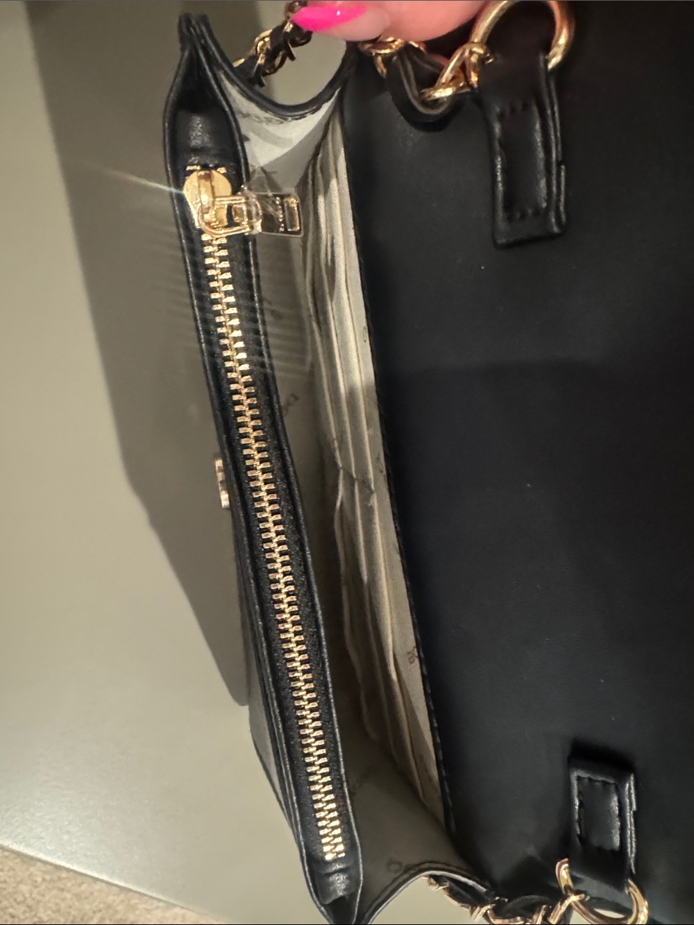 bebe Black Woven Crossbody with Gold Chain and Logo - Picture 2 of 2